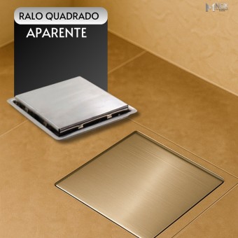 Ralo quadrado Inox Inox 316 Tampa Oculto